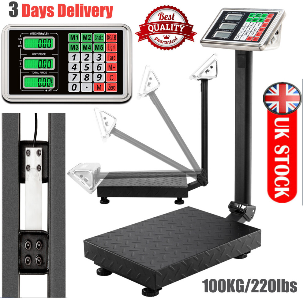 100KG/220lbs Electronic Industrial/Postal Platform Scales Heavy Duty