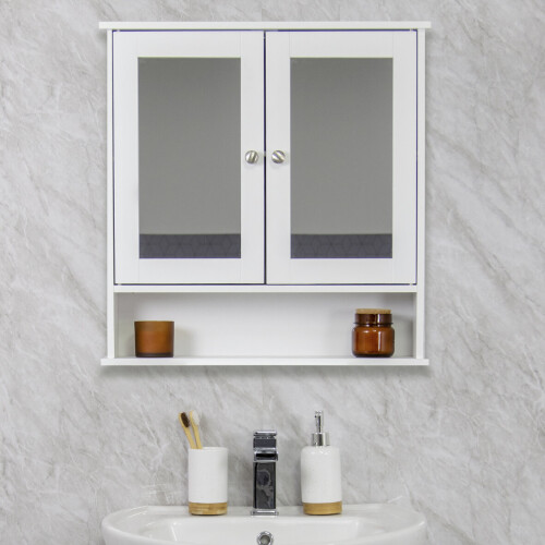 (Mirrored Double Door Cabinet) Anika Wall Mounted Bathroom Cabinets