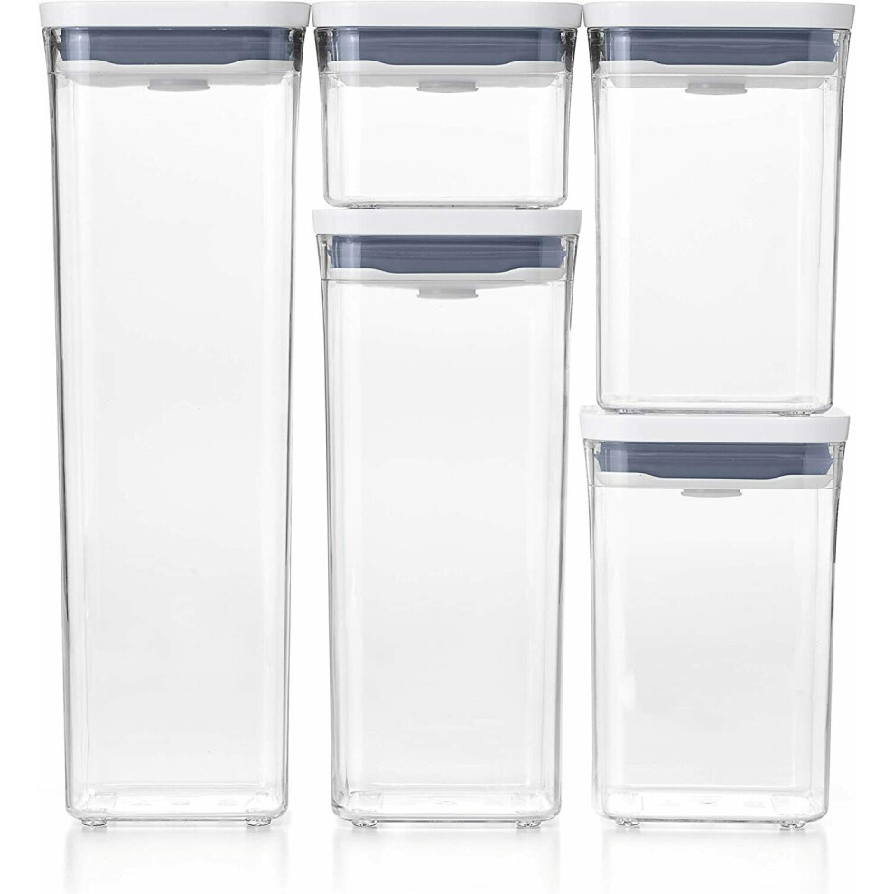 Oxo Good Grips 5-Piece Pop Containers Set With Push Button Airtight Seal, Stackable & Dishwasher Safe - 11235900