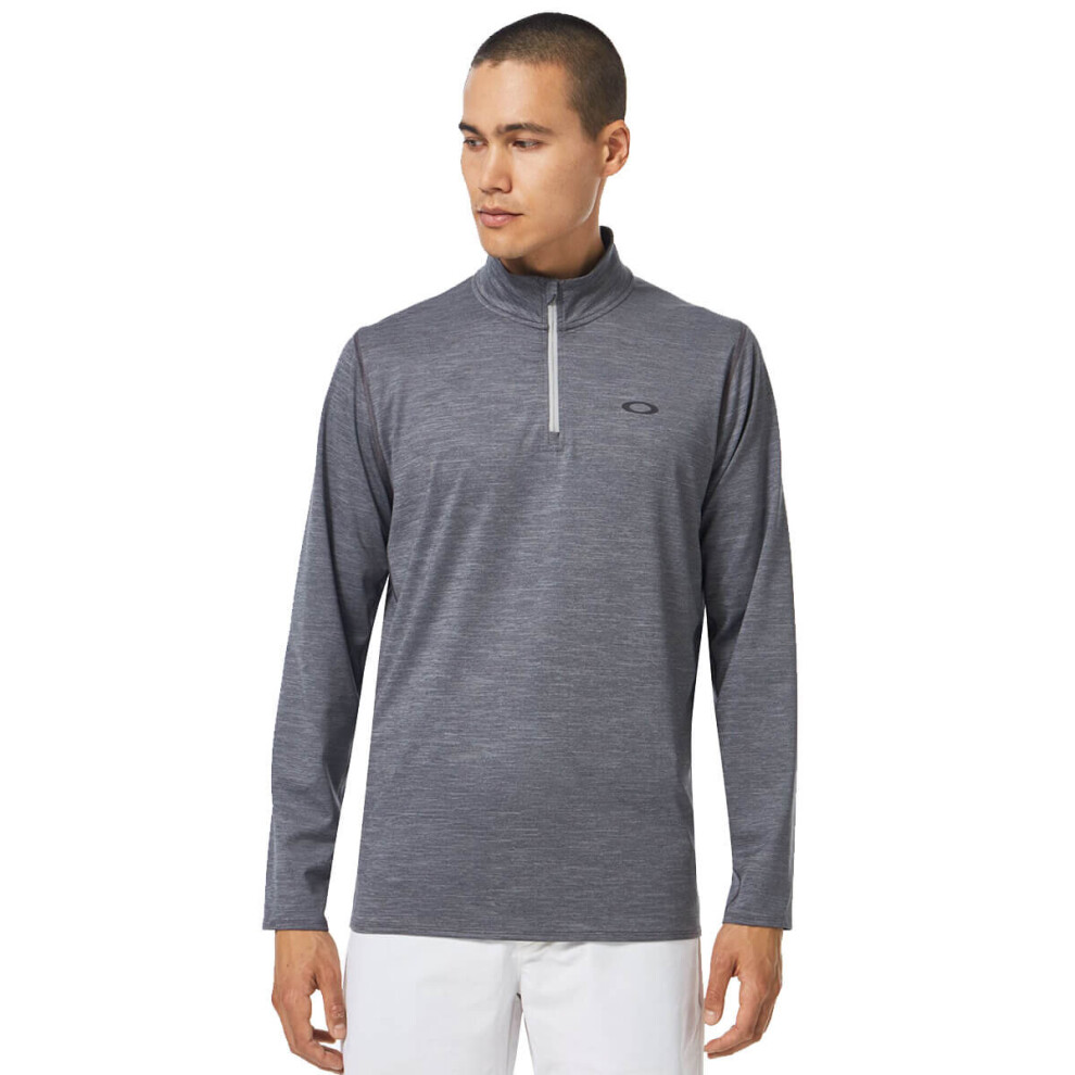 (XL, Stone Gray Hthr) Oakley Mens 2022 Oakley Gravity Range QTR Heathered Soft Touch Golf Sweater