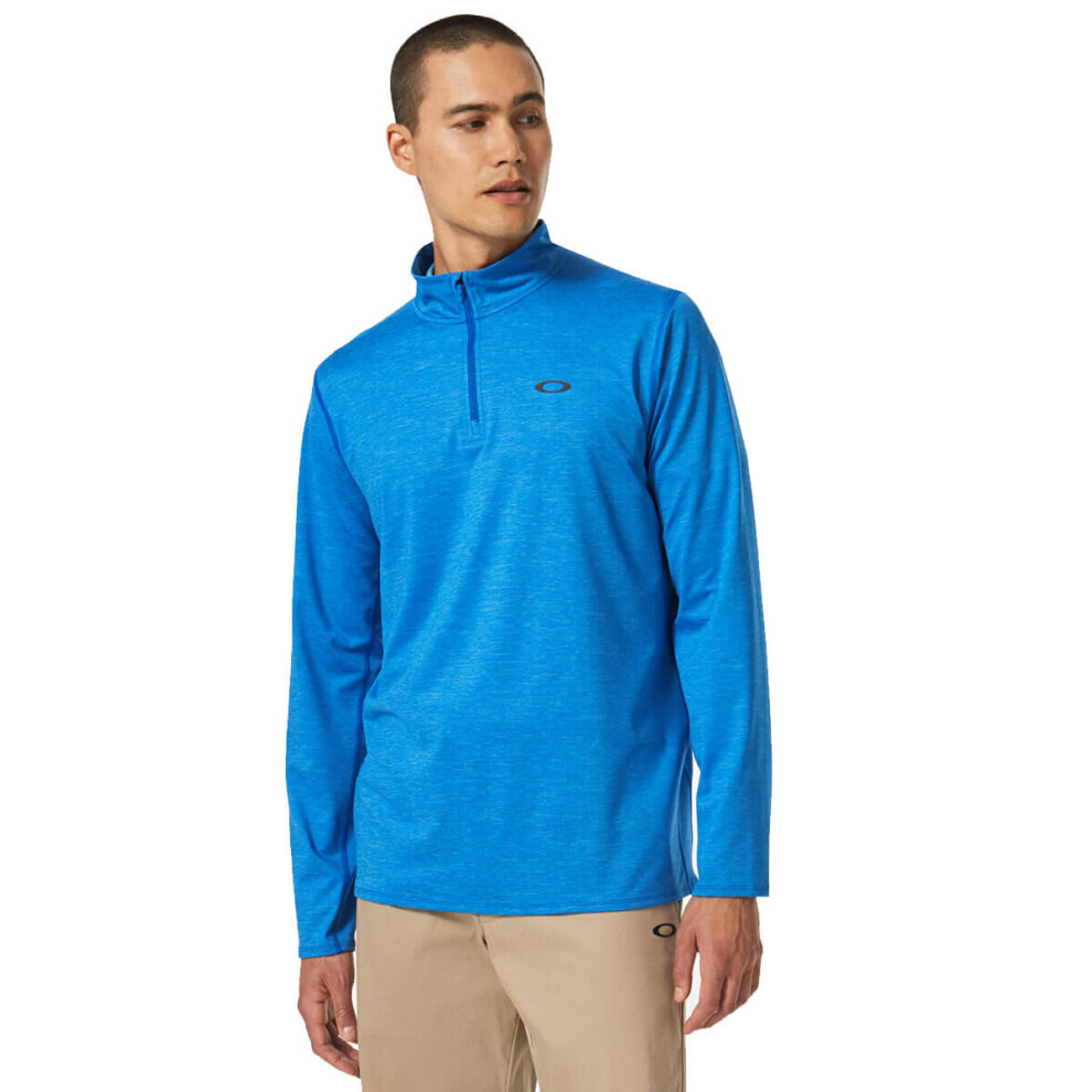 (L, Ozone Hthr) Oakley Mens 2022 Oakley Gravity Range QTR Heathered Soft Touch Golf Sweater