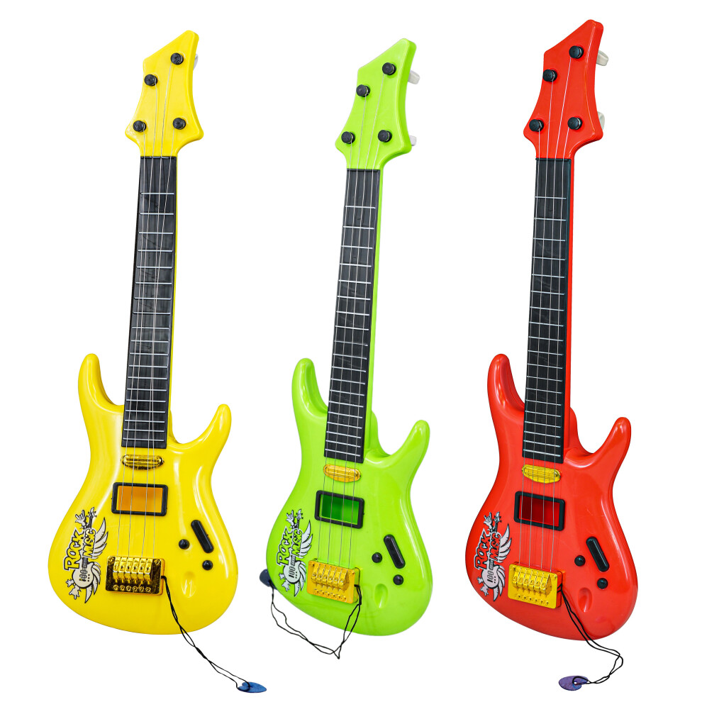 The Magic Toy Shop Childs Kids 19" Acoustic Rock Guitar Toy Musical Instrument with Guitar Pick