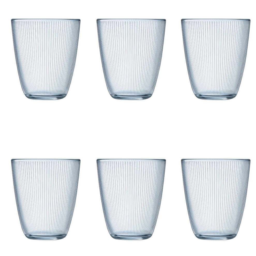 6x Luminarc 310ml Stripy Glass Drinking Glasses Juice Tumblers Dinner Glassware