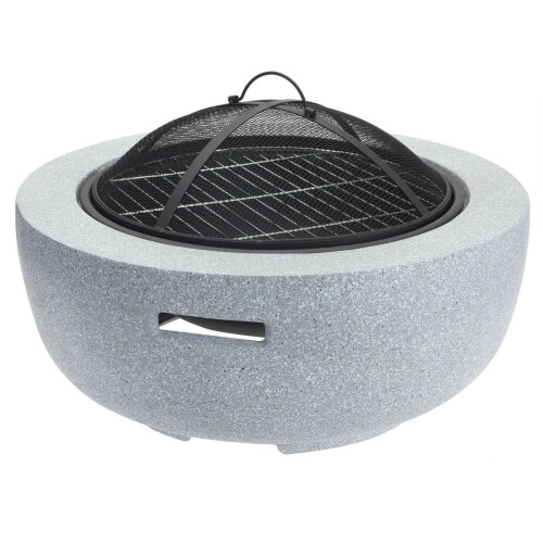 60cm Light Grey Concrete Round Pit Bowl Charcoal and Wood Burning Fire 2