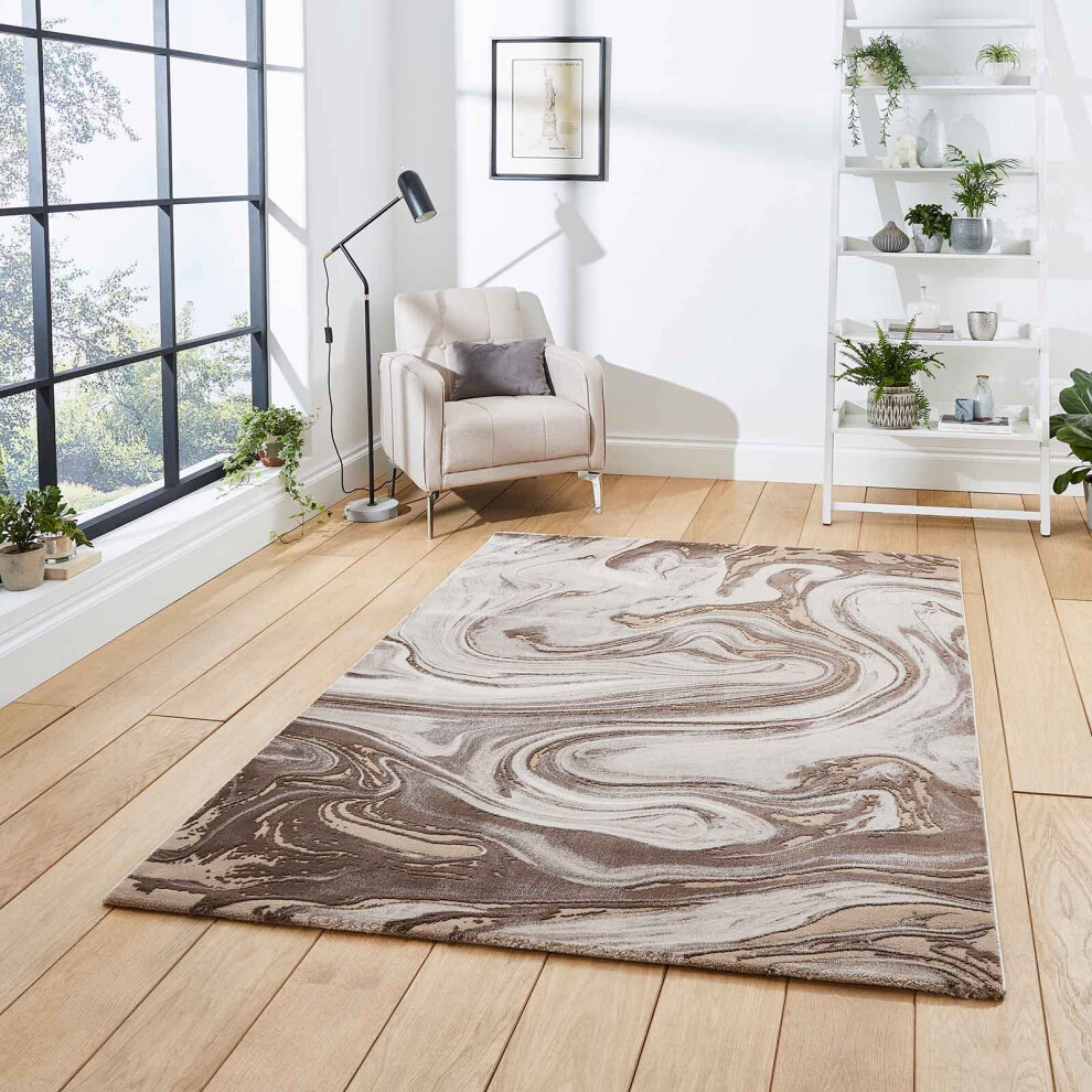 (50031 Beige/Silver, 120 x 170 cm) Gold Silver Modern Rugs Abstract Small XL Large Living Room Rug Bedroom Capet UK