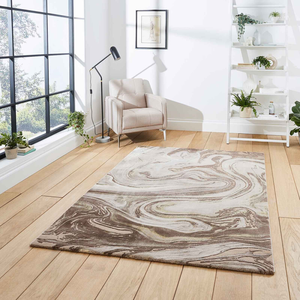 (50031 Beige/Gold, 120 x 170 cm) Gold Silver Modern Rugs Abstract Small XL Large Living Room Rug Bedroom Capet UK