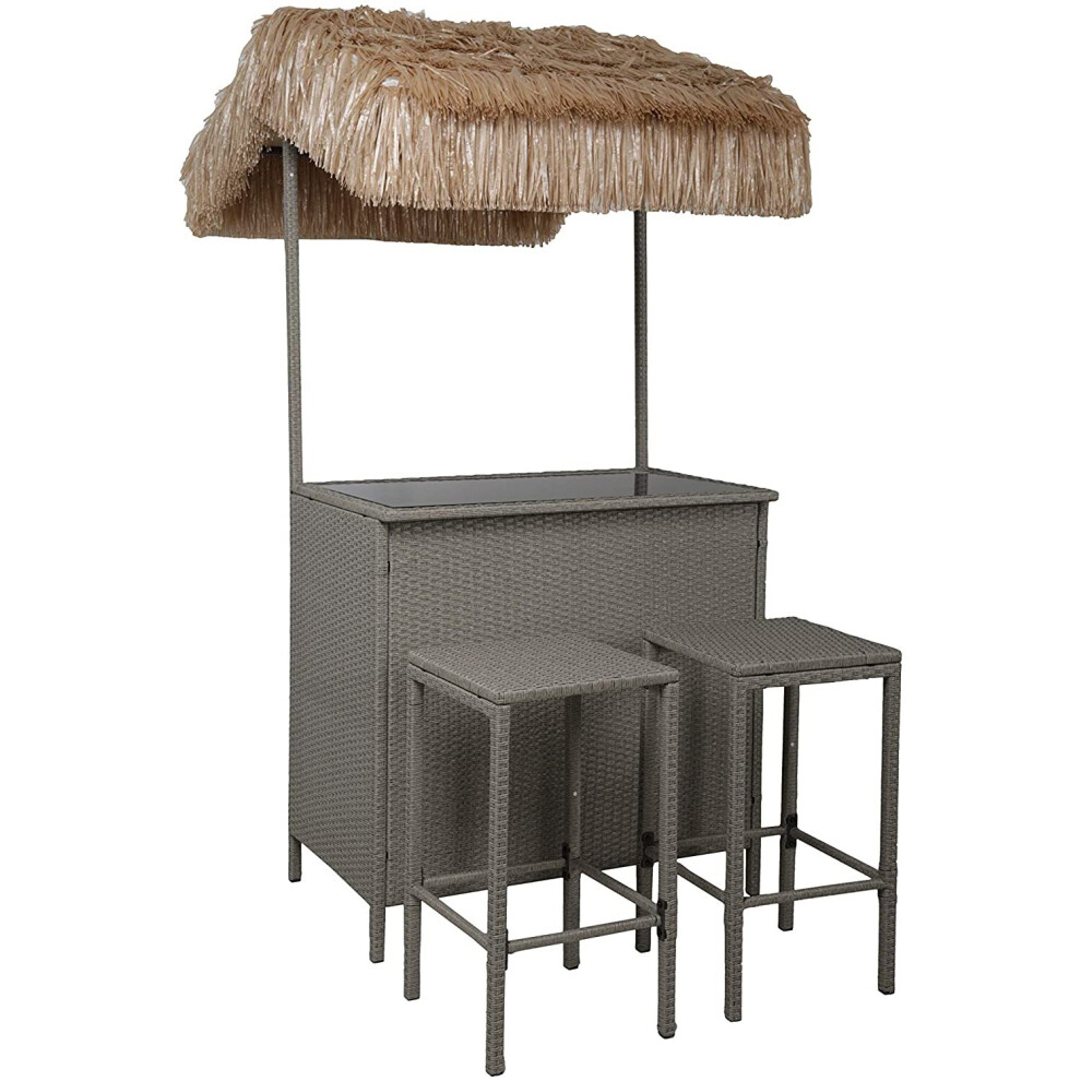 Tiki 3-Piece Bar Set w/Tropical Canopy Garden Furniture