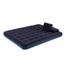 HILLINGTON Inflatable Queen Flocked Air Bed with 2 Pillows & Hand Pump