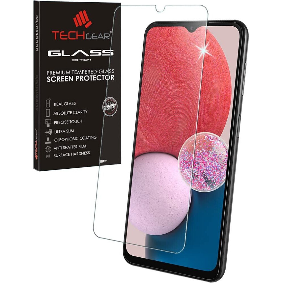 TECHGEAR GLASS Edition Compatible with Samsung Galaxy A13, Tempered Glass Screen Protector Cover [2.5D Round Edge] [9H...