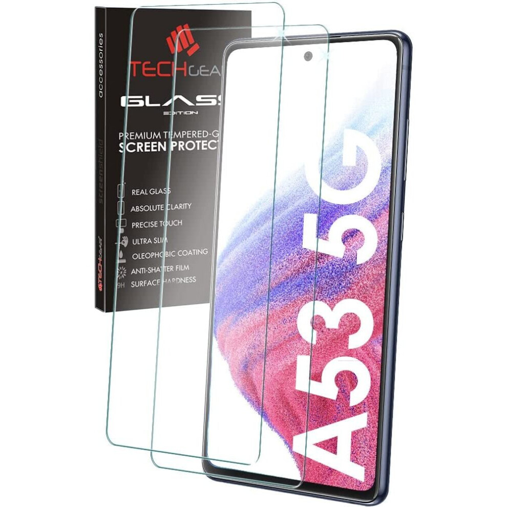 2 Pack Techgear Glass Edition Compatible With Samsung Galaxy A53 5G, Tempered Glass Screen Protector Covers [2.5D Round Edge]... 5056284455178