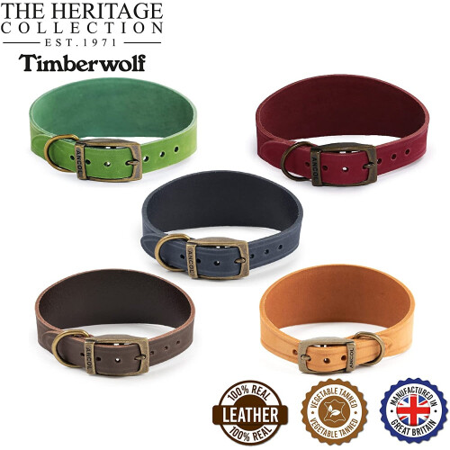 Ancol Timberwolf Leather Whippet Leather Collar Raspberry 30-34cm 2