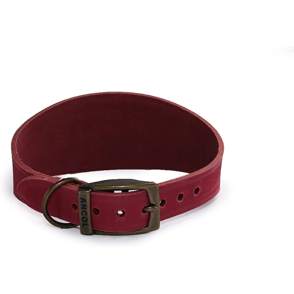 Ancol Timberwolf Leather Whippet Leather Collar Raspberry 30-34Cm Grain