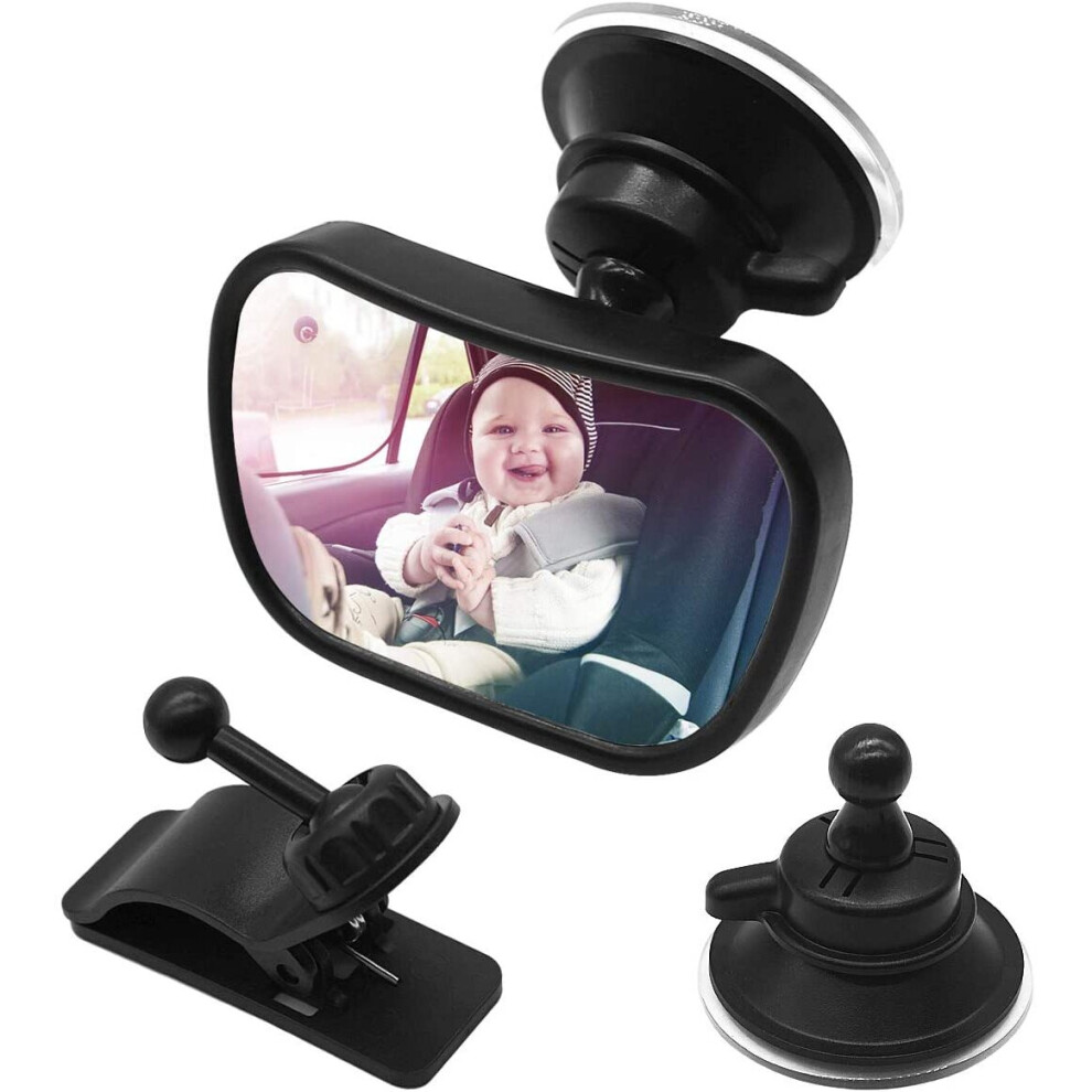 Netspower Baby Car Mirror Rear View Mirror Back Seat Child In Sight Safely Car Mirror 360 Degree Adjustable Shatterproof With Sucker And Clip Family