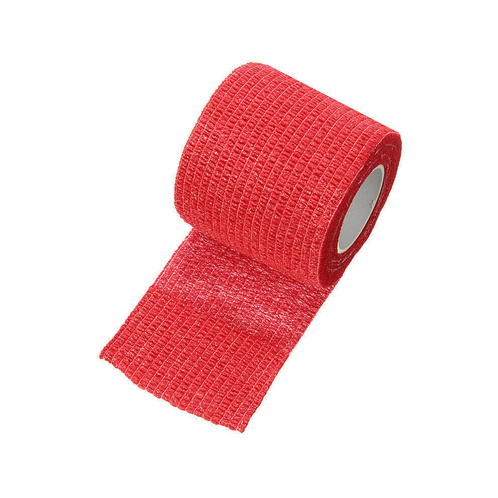 (Red) 450x5cm Waterproof First Aid Self-Adhesive Elastic Bandage Muscle Care Gauze Tape