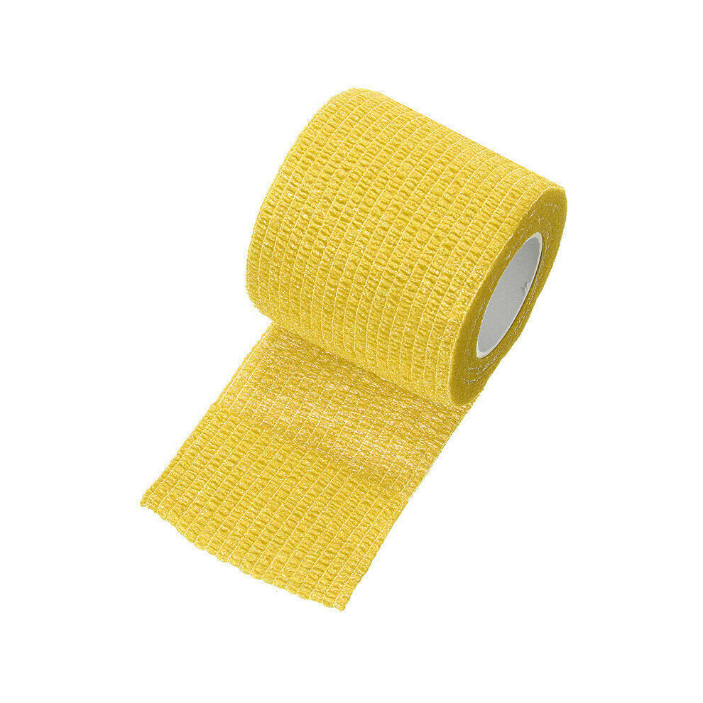 (Yellow) 450x5cm Waterproof First Aid Self-Adhesive Elastic Bandage Muscle Care Gauze Tape