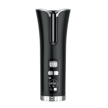 (Black) Cordless Auto Curler Hair Curler Curling Iron Wand with LED Temperature Display