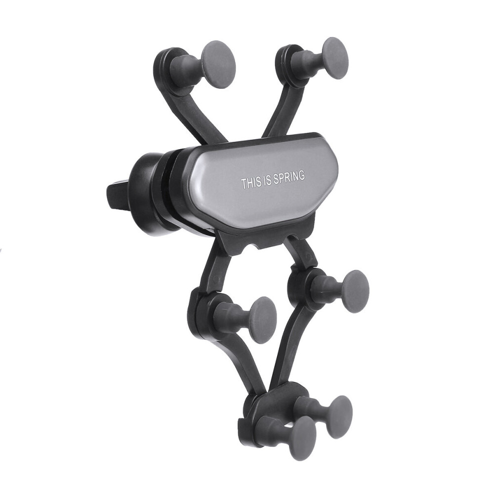 (Silver) New Gravity Linkage Air Vent Car Phone Holder 360 Degree Rotation Silver 3654657490997