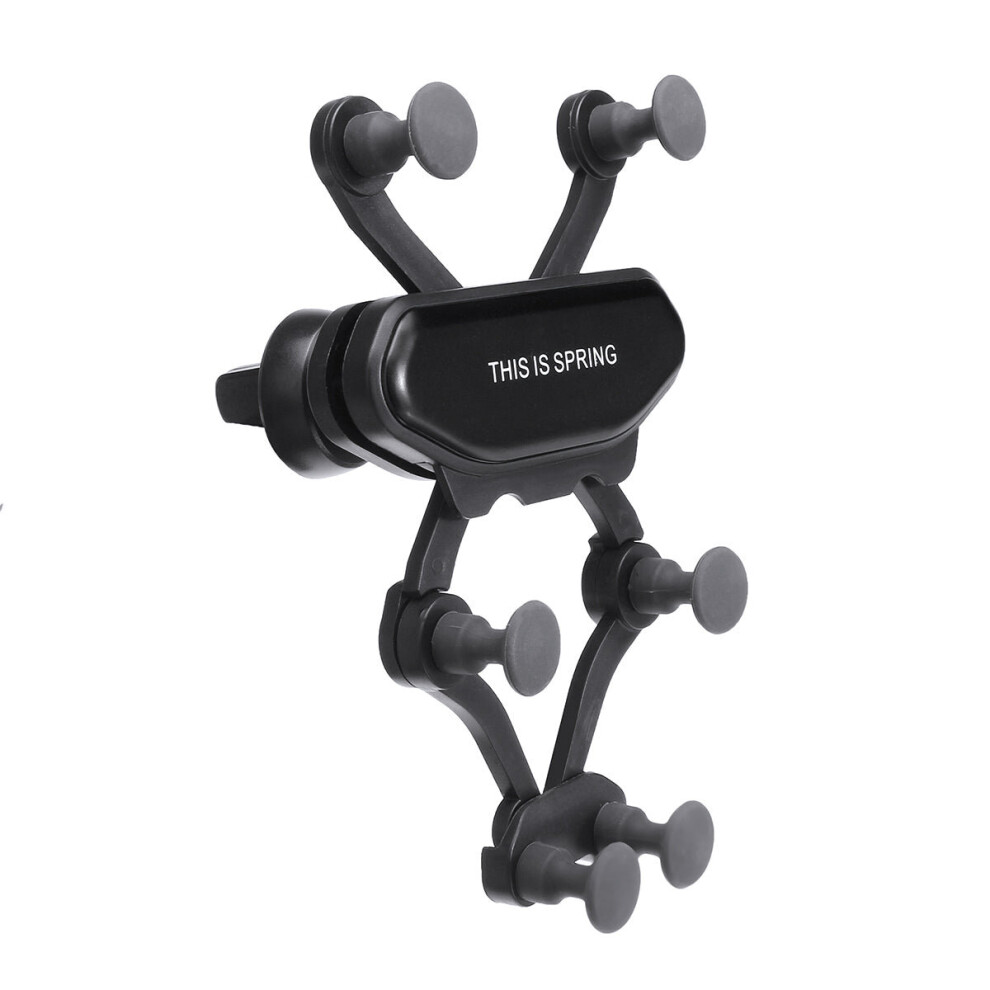 (Black) New Gravity Linkage Air Vent Car Phone Holder 360 Degree Rotation Black 3654657492229