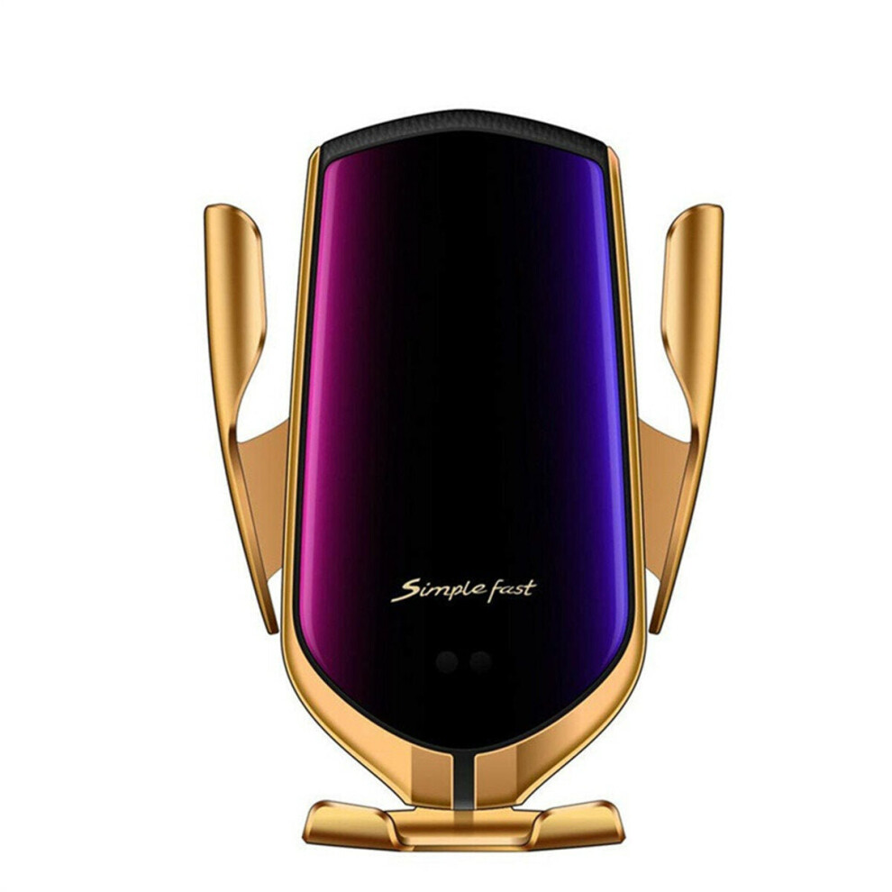 (Gold) Air Vent Car Phone Holder Wireless Charger Induction For 4.0-6.5 Inch