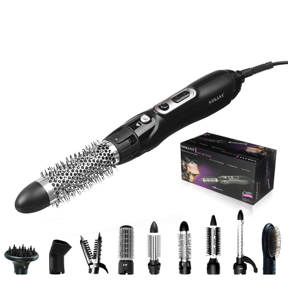 9-in-1 Electric Hair Dryer Hot Air Brush Comb Styling Curling Hairdryer Salon