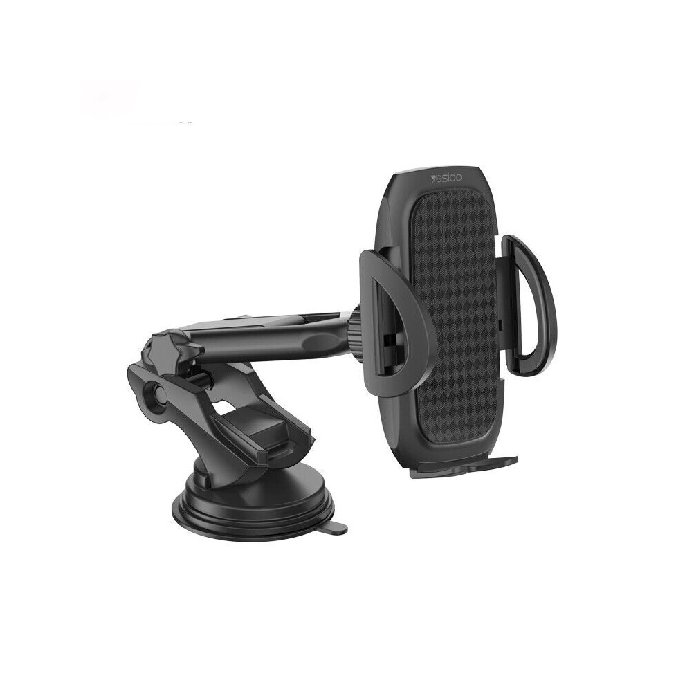 Car Suction Cup Mobile Phone Holder Stretchable Bracket For Devices 4.5-6.8 Inch Black 3654657569822