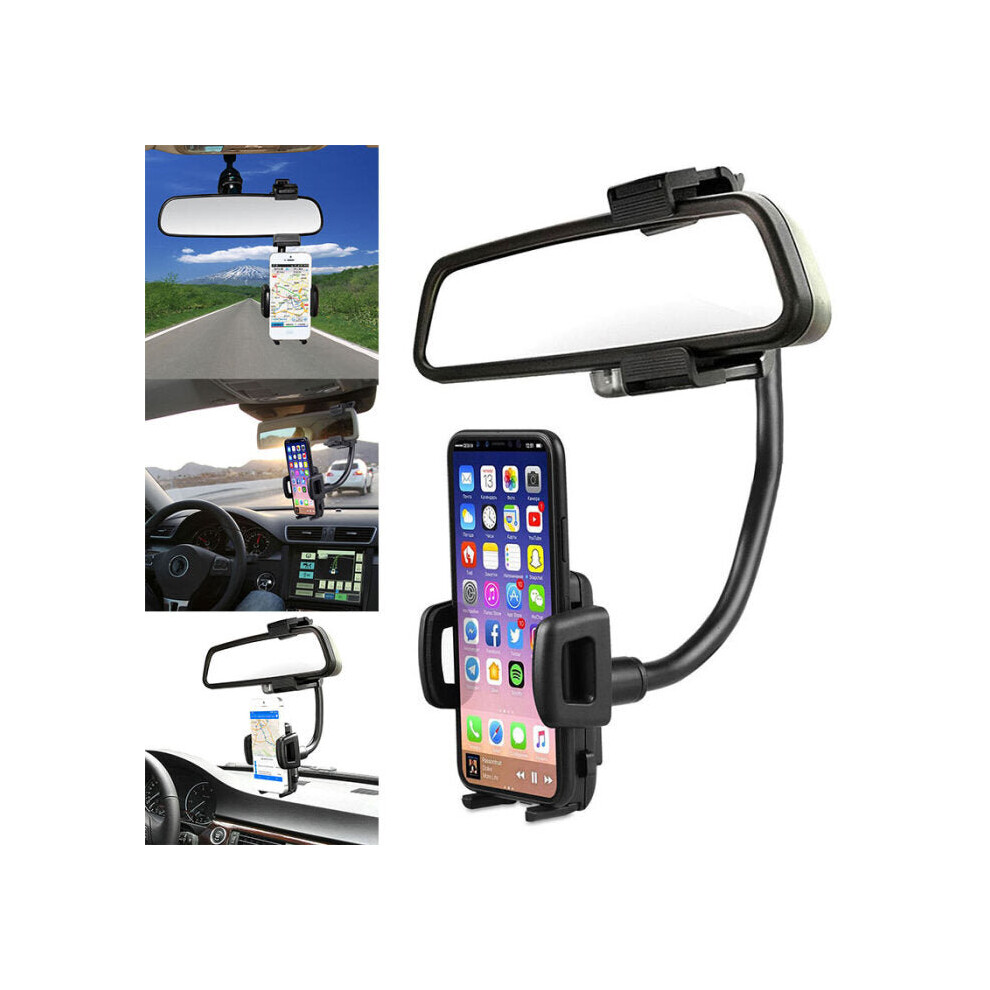 360 Rotation Car Rearview Mirror Mobile Phone Mount Holder Stand 3654659461155