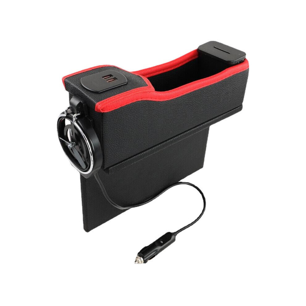 (Black & Red) Car Seat Gap Storage Box Multifunctional Left/ Right Usb Charging Leather Black,Red 3654657936952