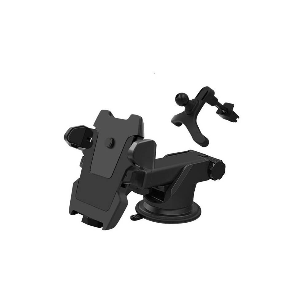 (Black) 2 In 1 Multifunctional Car Air Vent Front Glass Instrument Desk Sucker Phone Holder for Phone 3-6.5 inches