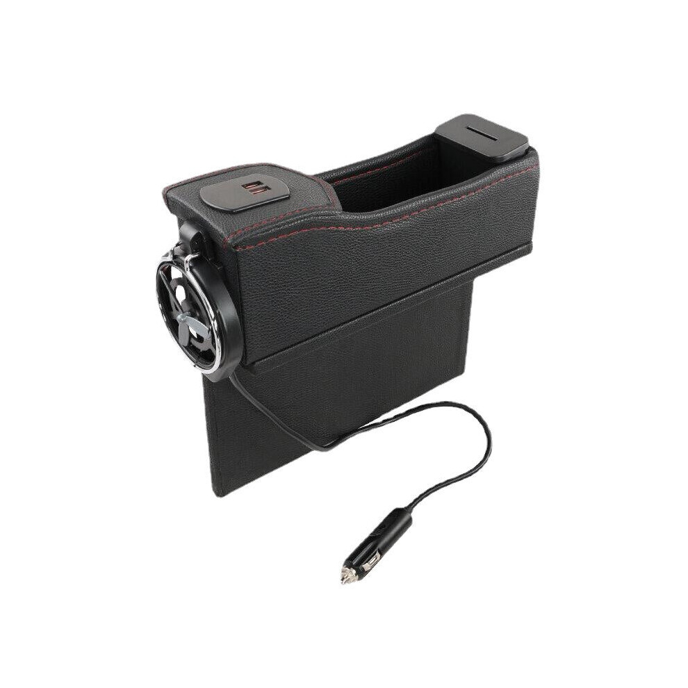 (Black) Car Seat Gap Storage Box Multifunctional Left/ Right Usb Charging Leather Black 3654657936976