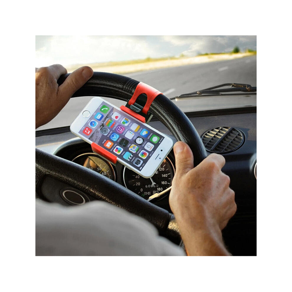Mobile Phone Stand Holder Mount Clip Buckle Socket on Car Steel Ring Wheel
