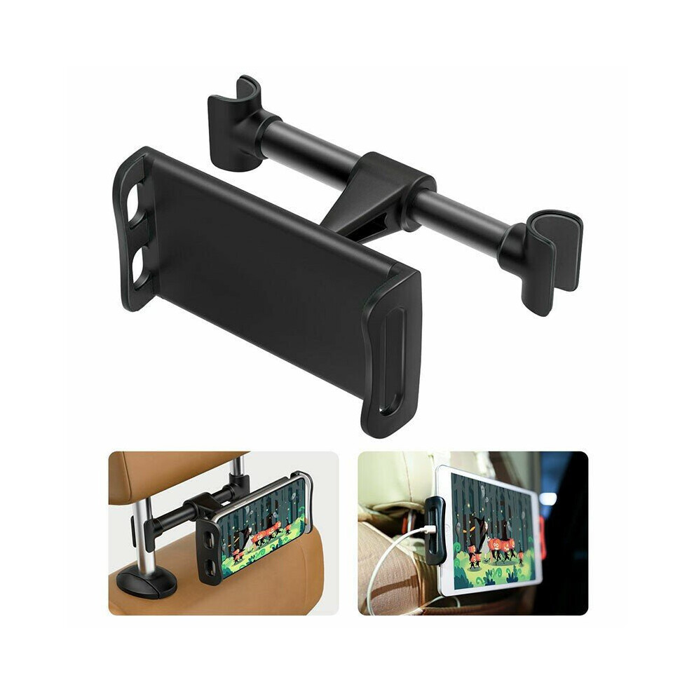 (Black) Car Phone Tablet Holder Headrest Mount Adjustable For 4-11 Inch