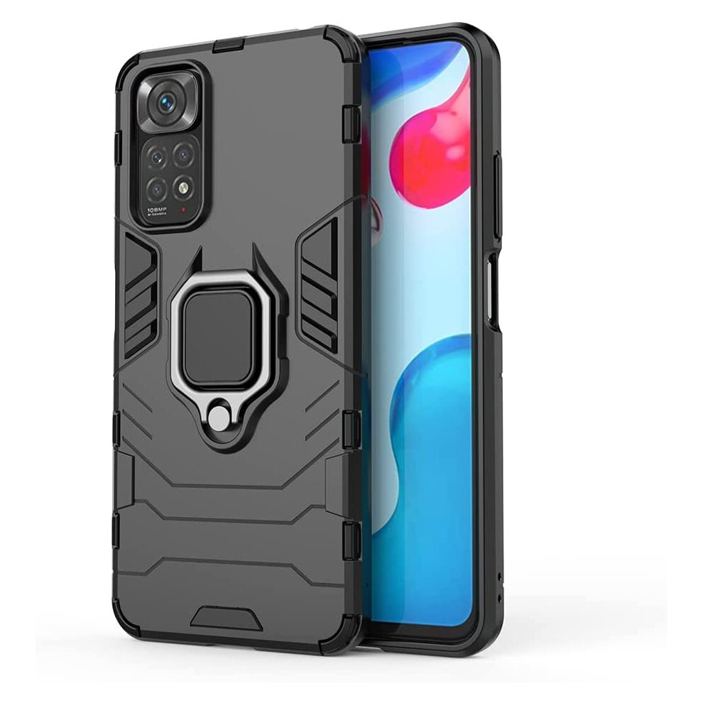 Doink Ultra Armor Case For Xiaomi Redmi Note 11S / Note 11 (4G), Tpu+Pc Shockproof Cover With Ring Kickstand - Black 6951032434803