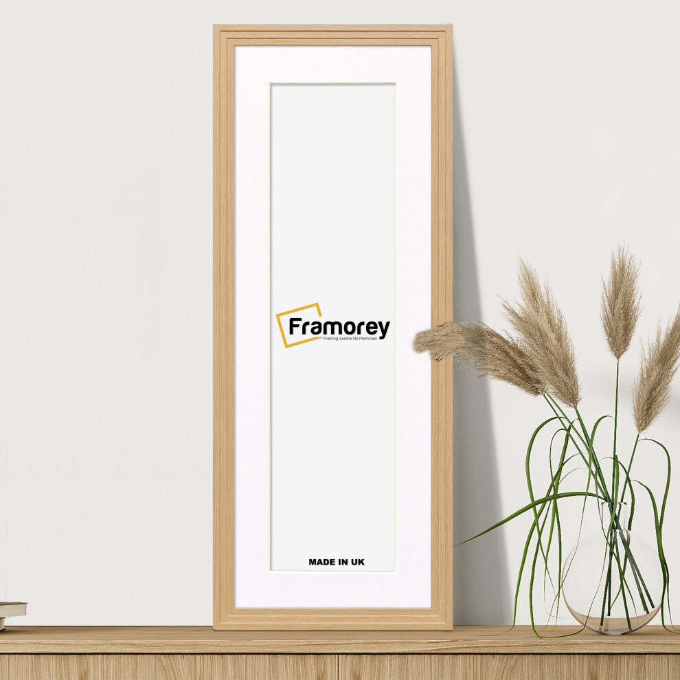 (Oak With White Mount, 12x5" Pic (16x9" Frame)) Panoramic Size Oak Picture Frame / Step Style Wall Art Frame / Handmade Wooden Effect Photo Frames Wit-image-OPC-P8ZQXDS-NEW