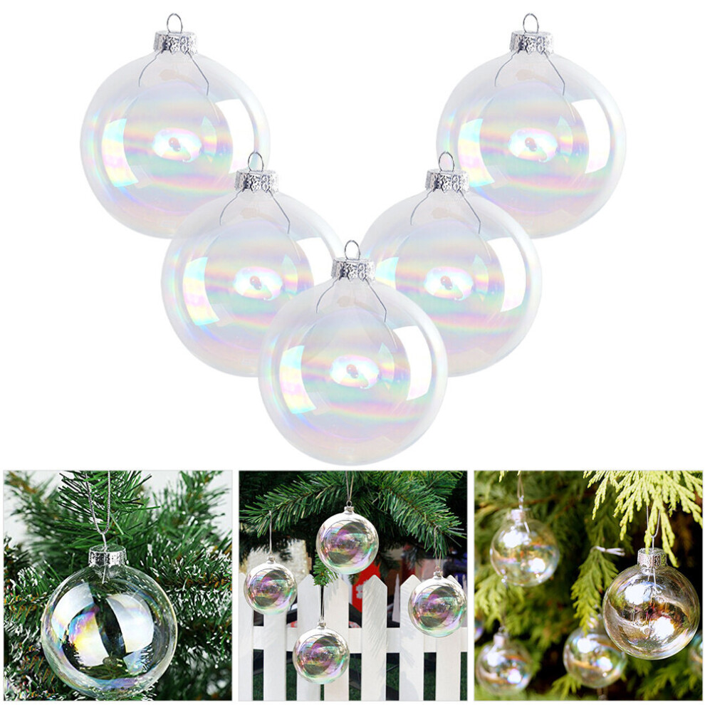 Living And Home Rainbow Glass Ball Christmas Fillable Bauble Tree Hanging Ornament Clear