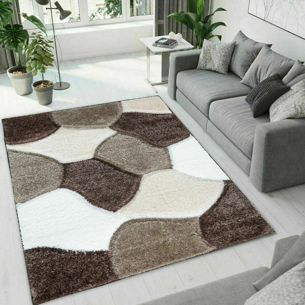 Milano (-, 80 X 150 Cm ) Modern Shaggy Hallway Runner Living Room Pona Rugs Brown/Beige