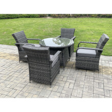(medium dining table+4chairs, without covers) Dark Grey Rattan Garden Furniture Dining Sets