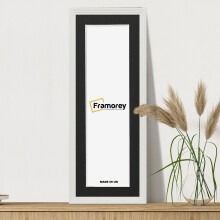 (White With Black Mount, 20x10" Pic (24x14" Frame)) Panoramic Size White Picture Frame / Step Style Wall Art Frame / Handmade Wooden Effect Photo Frames With Multicolored Mount