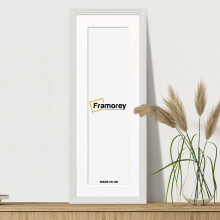 (White With White Mount, 12x8" Pic (16x12" Frame)) Panoramic Size White Picture Frame / Step Style Wall Art Frame / Handmade Wooden Effect Photo Frames With Multicolored Mount