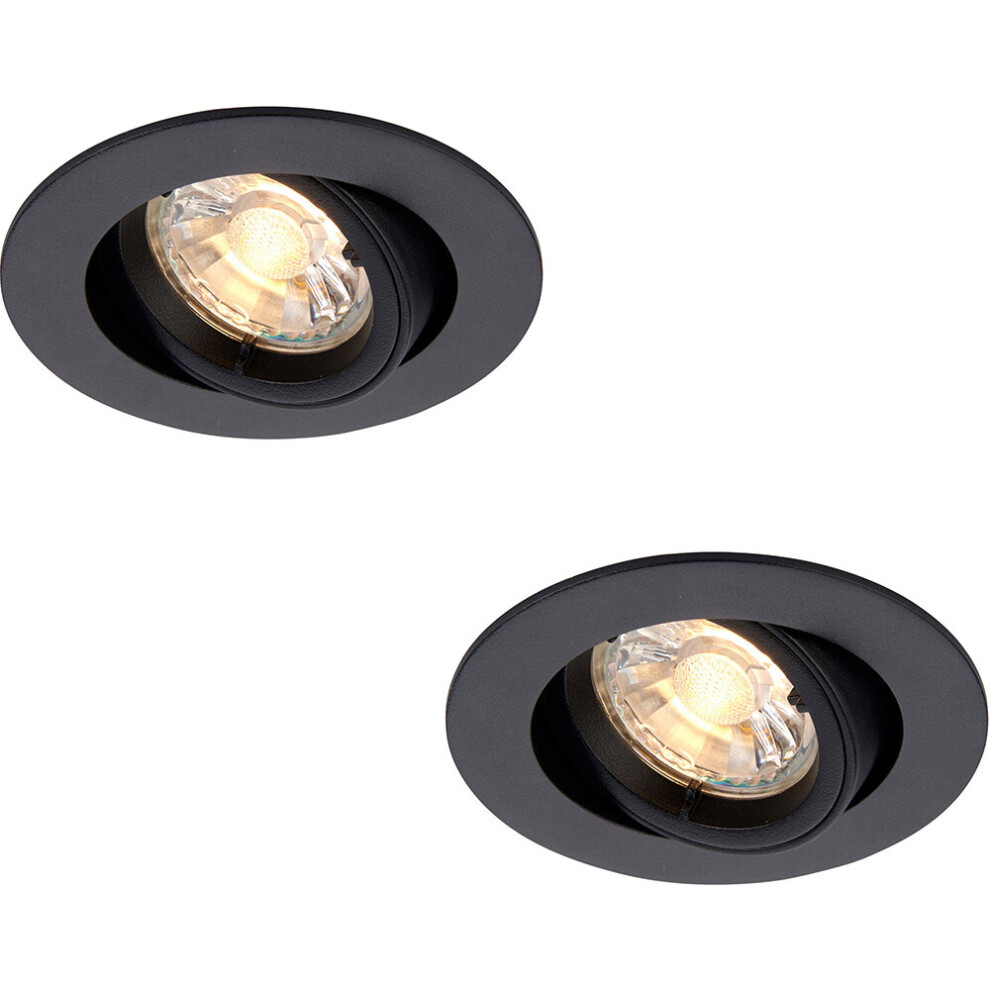 Loops 2 Pack Directional Tilting Ceiling Downlight - 50W Gu10 Reflector - Matt Black