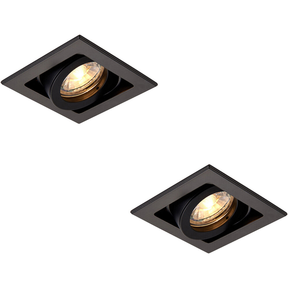 Loops Unisex Black 2 Pack Single Recessed Boxed Downlight - 50W Gu10 Reflector - Matt - Image 2