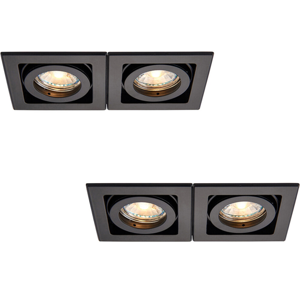 Loops 2 Pack Twin Recessed Boxed Downlight - 2 X 50W Gu10 Reflector - Matt Black