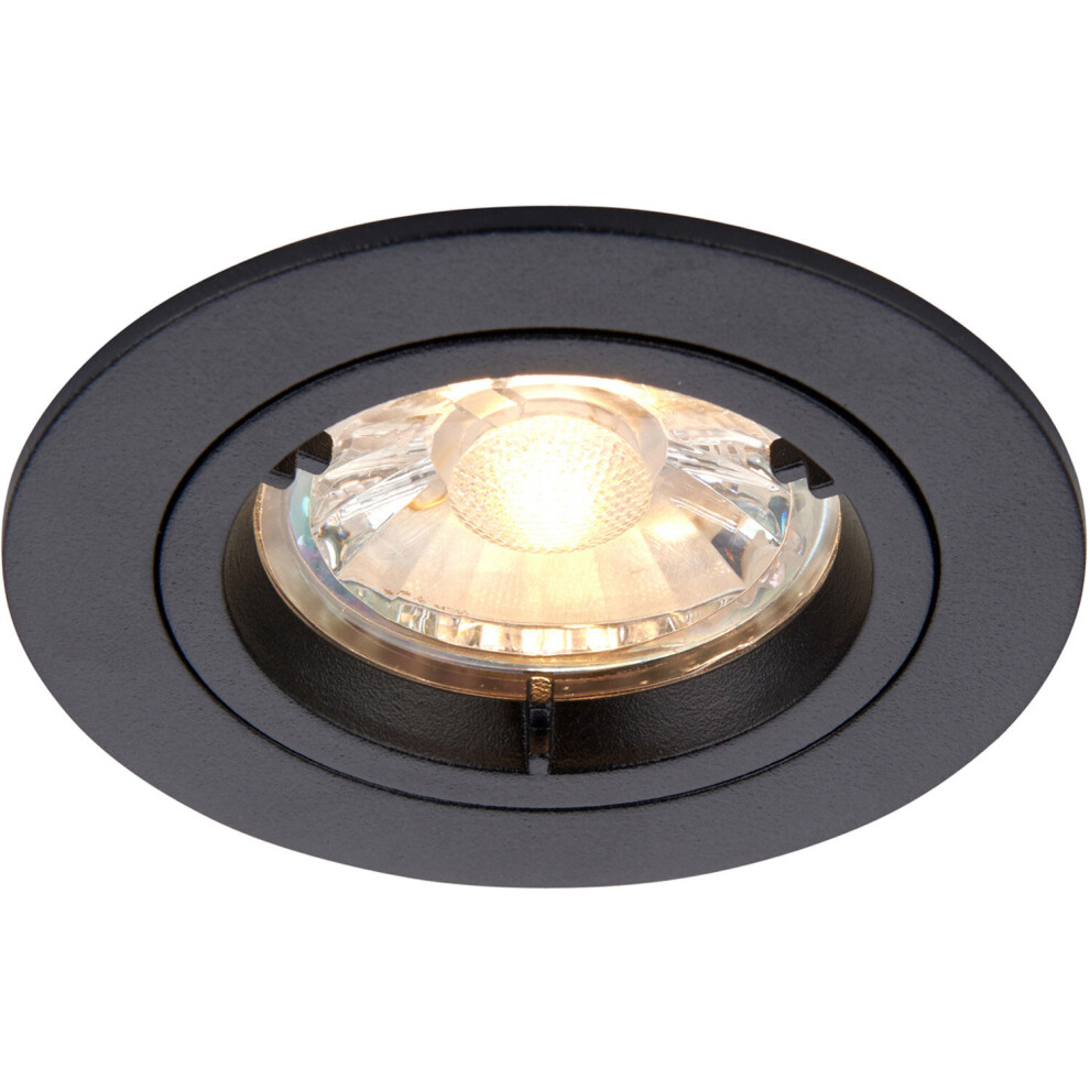 Loops Recessed Fixed Ceiling Downlight - 50W Gu10 Reflector - Matt Black