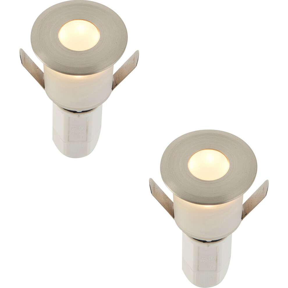 Loops 2 Pack Recessed Decking Ip67 Guide - 1.2W Warm Led - Satin Nickel Light/White
