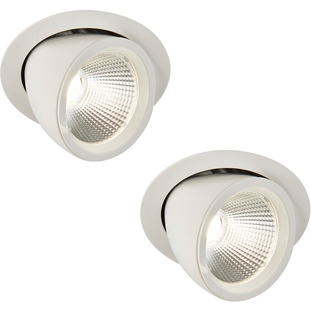 2 PACK Fully Adjustable Ceiling Downlight - 36W Cool White LED - Matt White