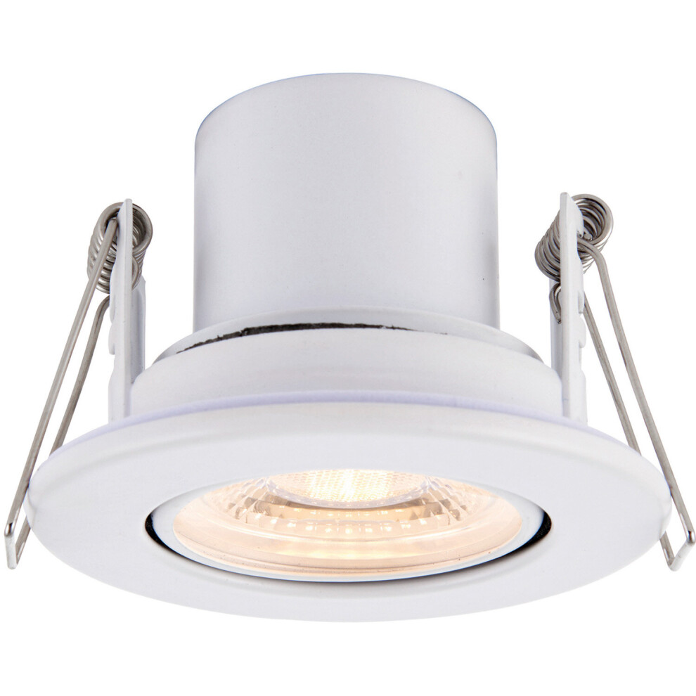 Recessed Tiltable Ceiling Downlight - 8.5W Warm White LED - Matt White