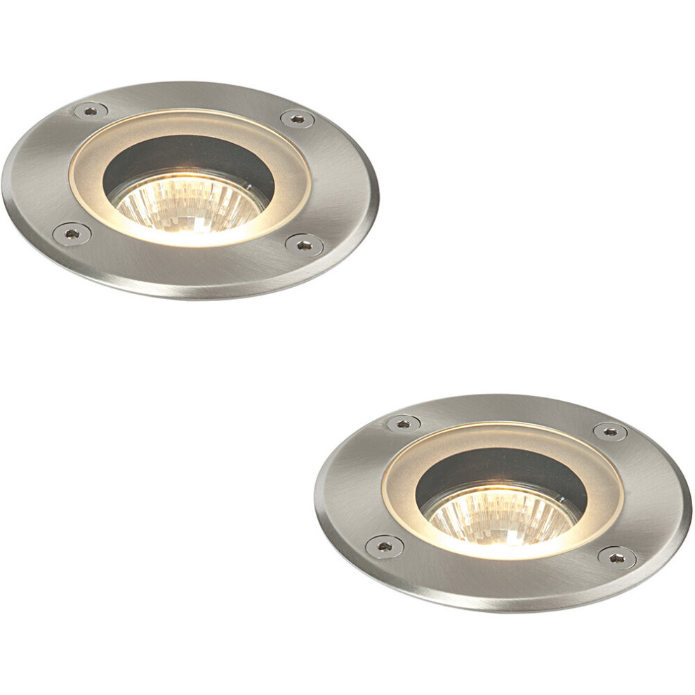 Loops 2 Pack Marine Grade Ip65 Round Ground - 50W Gu10 - Stainless Steel Light