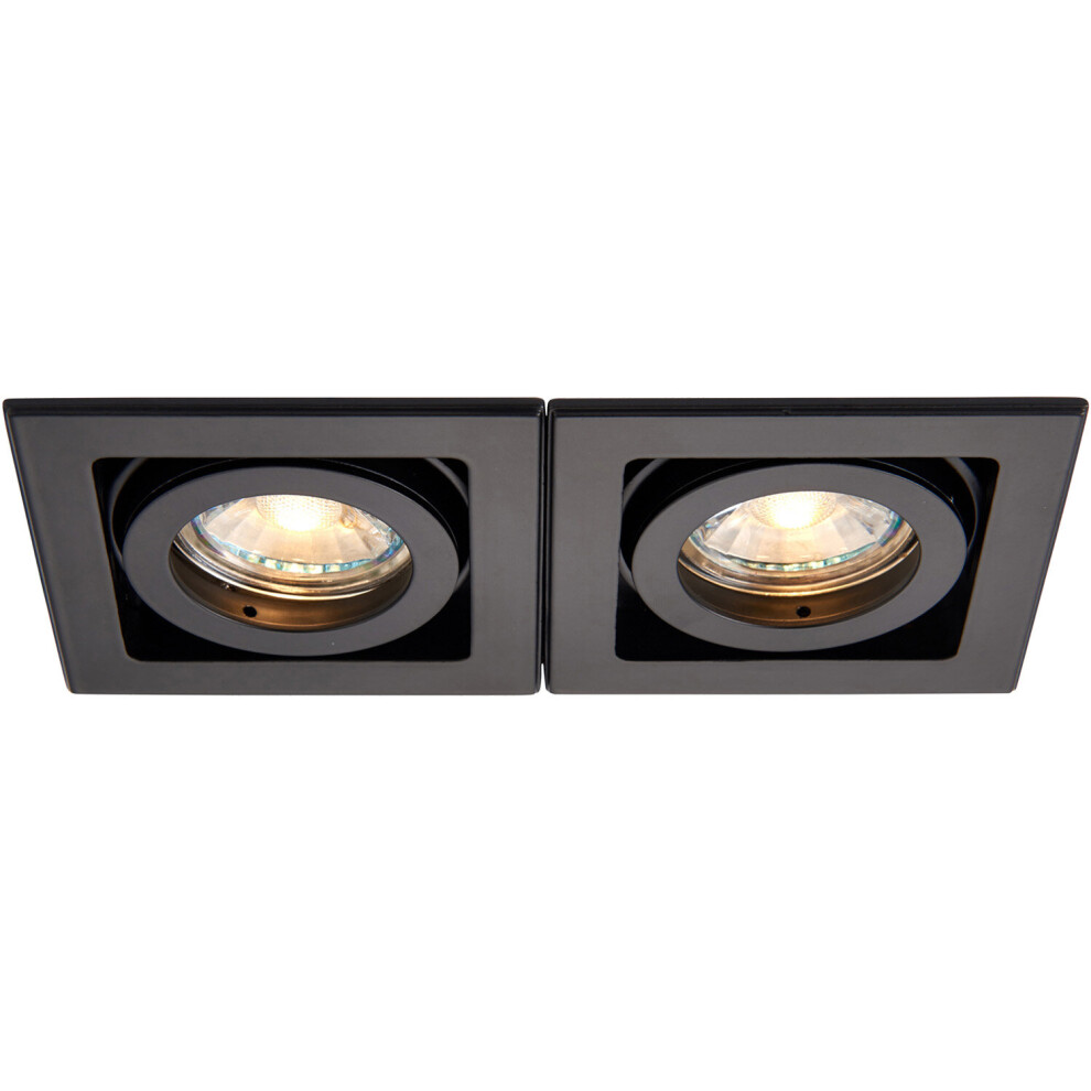Loops Twin Recessed Boxed Downlight - 2 X 50W Gu10 Reflector - Matt Black