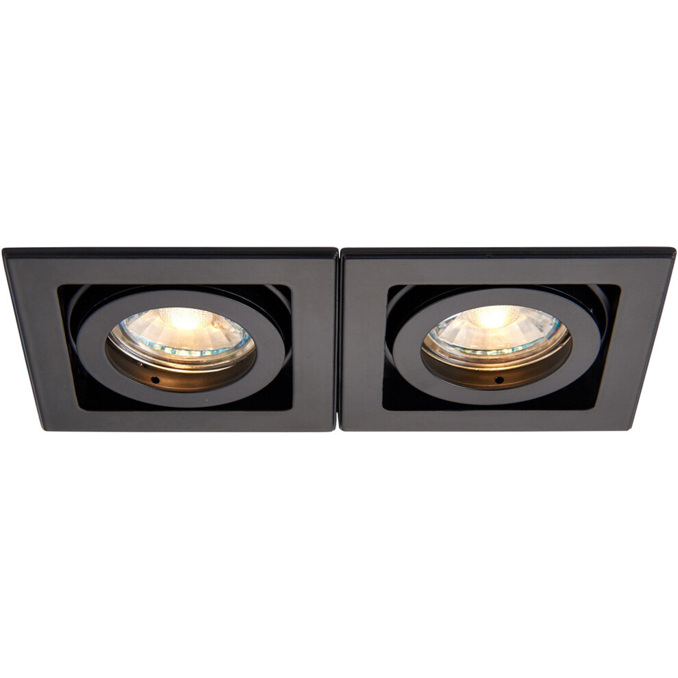 Twin Adjustable Recessed Boxed Downlight - 2 x 50W GU10 Reflector - Matt Black