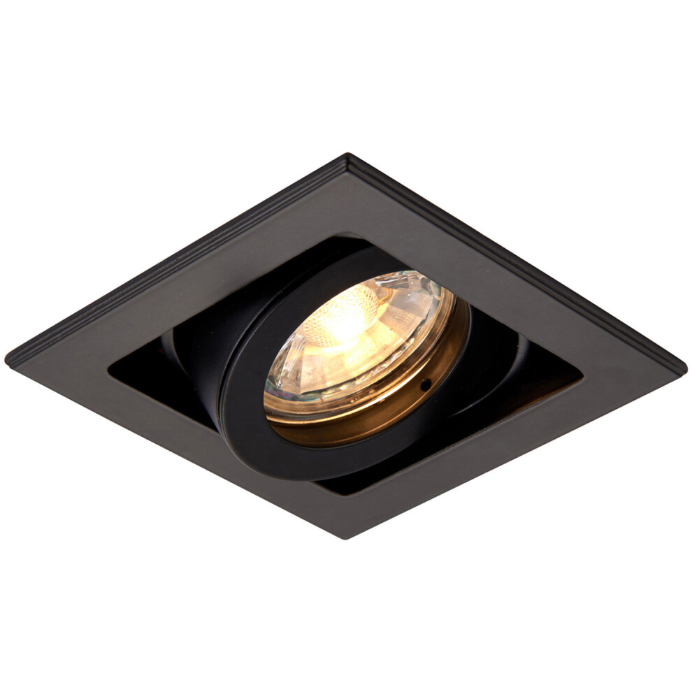Loops Single Recessed Boxed Downlight - 50W Gu10 Reflector - Matt Black