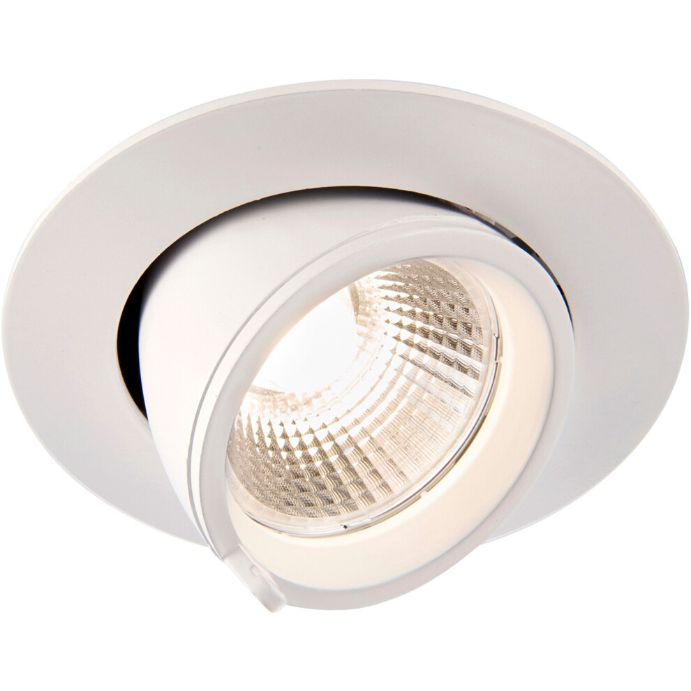 Fully Adjustable Recessed Ceiling Downlight - 15W Warm White LED - Matt White